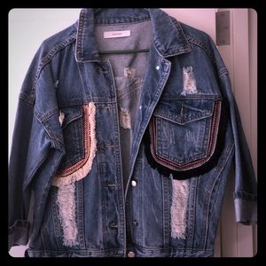 Korean brand vintage oversized denim jacket